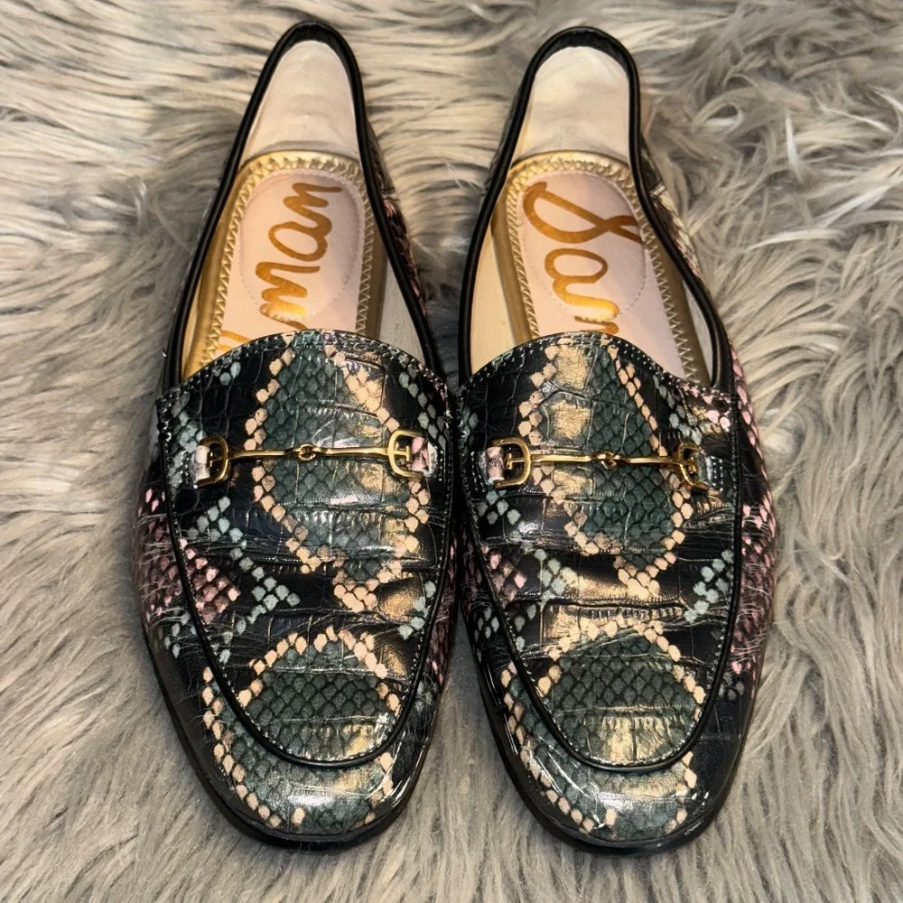 EUC Sam Edelman Loraine Tailored Loafers Snakeskin Print Size 8.5 - Picture 2 of 9